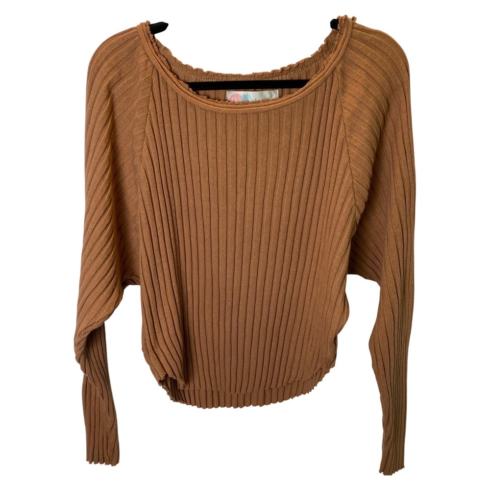 Free People Beach Ribbed Knit Sweater Women S Rose Brown Boho Relaxed Coastal